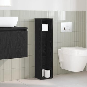 Badkamerkast met rolhouder 20,5x20x90 cm zwart 3