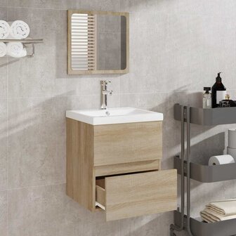 Badkamerkast met spiegel bewerkt hout sonoma eikenkleurig 3