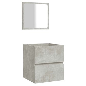 Badkamerkast met spiegel bewerkt hout betongrijs 2