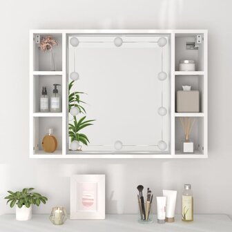 Spiegelkast met LED-verlichting 76x15x55 cm wit 5
