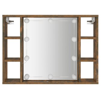 Spiegelkast met LED-verlichting 76x15x55 cm gerookt eikenkleur 7