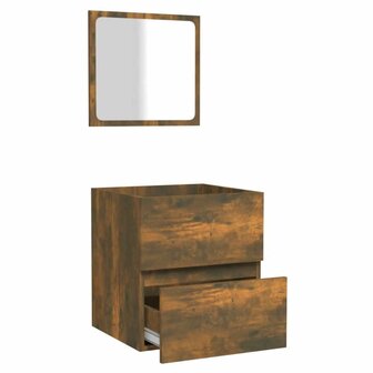 Badkamerkast met spiegel bewerkt hout gerookt eikenkleurig 6