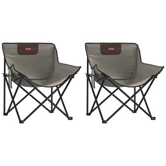 Campingstoelen 2 st met vakje inklapbaar grijs 2
