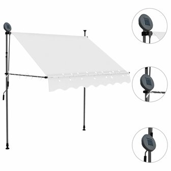 Luifel handmatig uitschuifbaar met LED 100 cm cr&egrave;mekleurig 3