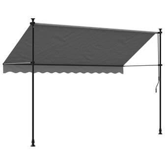Luifel uittrekbaar 300x150 cm stof en staal antracietkleurig 5