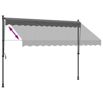 Luifel uittrekbaar 300x150 cm stof en staal antracietkleurig 6