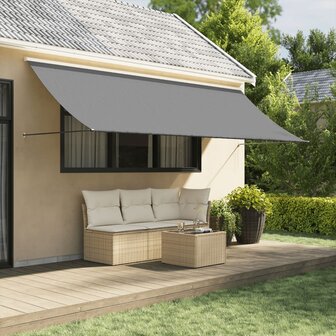 Luifel uittrekbaar 350x150 cm stof en staal antracietkleurig 1