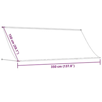 Luifel uittrekbaar 350x150 cm stof en staal antracietkleurig 9
