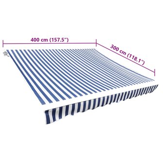 Luifeldoek 4x3 m canvas blauw en wit 5