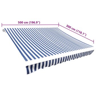 Luifeldoek 500x300 cm canvas blauw en wit 5