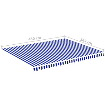 Vervangingsdoek voor luifel 4,5x3,5 m blauw en wit 6