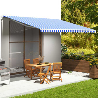 Vervangingsdoek voor luifel 5x3,5 m blauw en wit 1