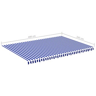 Vervangingsdoek voor luifel 5x3,5 m blauw en wit 6