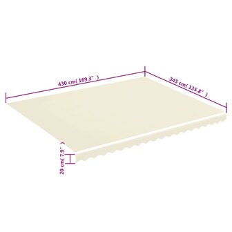 Vervangingsdoek voor luifel 4,5x3,5 m cr&egrave;mekleurig 6