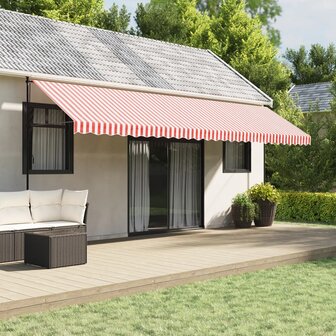 Vervangingsdoek voor luifel gestreept 6x3 m rood en wit 1