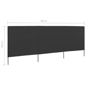 Windscherm 3-panelen 400x160 cm stof antraciet 6