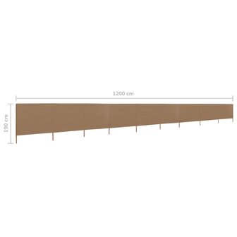 Windscherm 9-panelen 1200x160 cm stof taupe 6