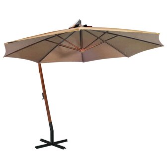 Zweefparasol met paal 3,5x2,9 m massief vurenhout taupe 1