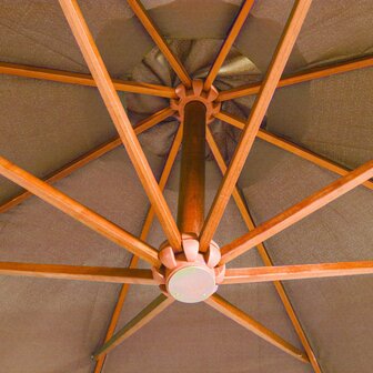 Zweefparasol met paal 3,5x2,9 m massief vurenhout taupe 5