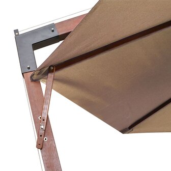 Zweefparasol met paal 3,5x2,9 m massief vurenhout taupe 6