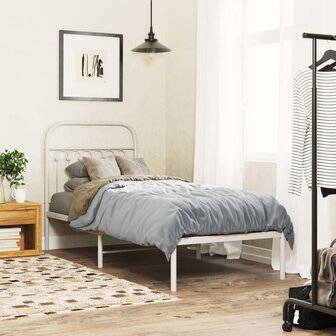 Bedframe met hoofdbord zonder matras metaal wit 75x190 cm 1