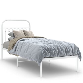 Bedframe met hoofdbord zonder matras metaal wit 75x190 cm 2