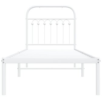 Bedframe met hoofdbord zonder matras metaal wit 75x190 cm 4