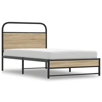 Bedframe zonder matras bewerkt hout gerookt eiken 90x190 cm 2