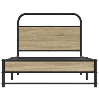 Bedframe zonder matras bewerkt hout gerookt eiken 90x190 cm 5