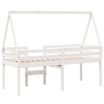 Hoogslaper met dak massief grenenhout wit 80x200 cm 8