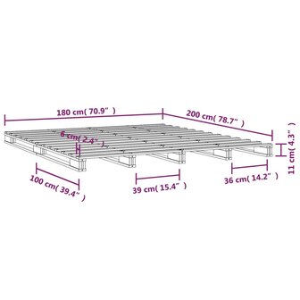 Palletbed massief hout 180x200 cm 8