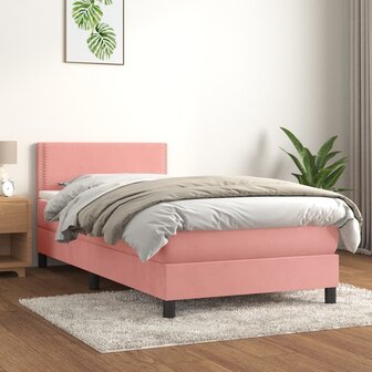 Boxspring met matras fluweel roze 80x200 cm 1
