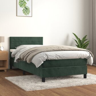 Boxspring met matras fluweel donkergroen 80x200 cm 1