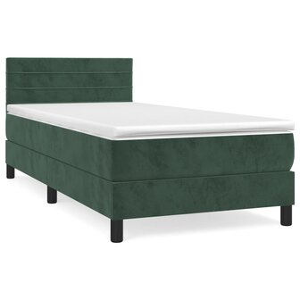 Boxspring met matras fluweel donkergroen 80x200 cm 2