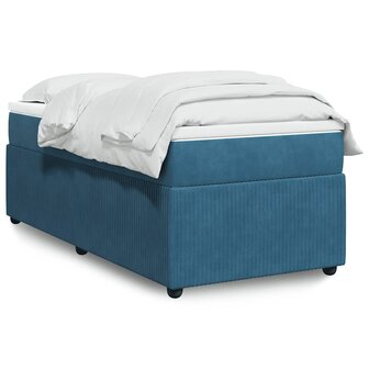 Boxspring met matras fluweel donkerblauw 100x200 cm 1
