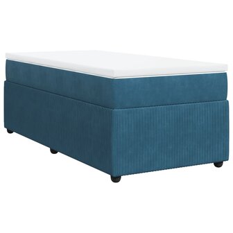 Boxspring met matras fluweel donkerblauw 100x200 cm 2