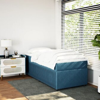 Boxspring met matras fluweel donkerblauw 100x200 cm 3