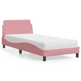 Bed met matras fluweel roze 90x200 cm 1