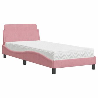 Bed met matras fluweel roze 90x200 cm 2