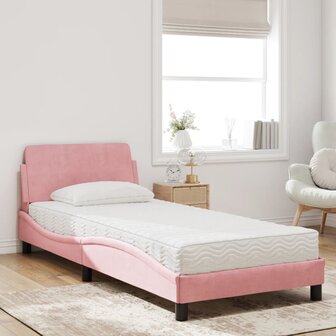 Bed met matras fluweel roze 90x200 cm 3
