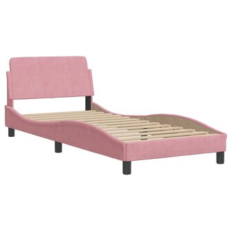 Bed met matras fluweel roze 90x200 cm 4