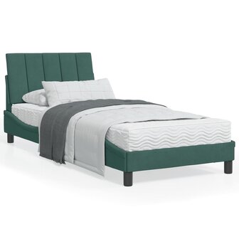 Bed met matras fluweel donkergroen 90x200 cm 1