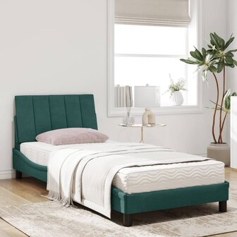 Bed met matras fluweel donkergroen 90x200 cm 3