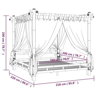 Hemelbed 180x200 cm bamboe 9