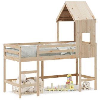 Halfhoogslaper met ladder en bedhuis grenenhout 80x200 cm 2