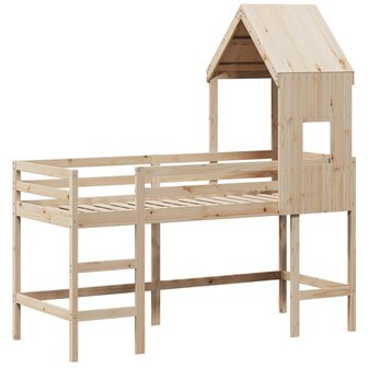 Halfhoogslaper met ladder en bedhuis grenenhout 80x200 cm 3