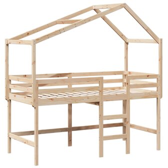 Halfhoogslaper met ladder en bedhuis grenenhout 90x200 cm 3