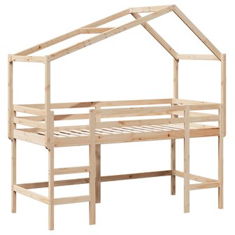 Halfhoogslaper met ladder en bedhuis grenenhout 90x200 cm 3