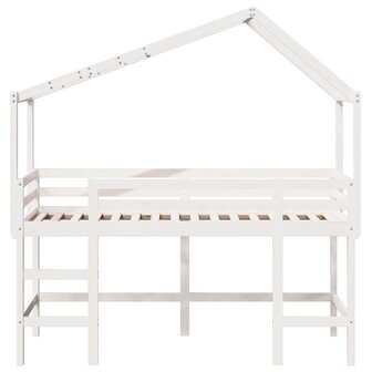Halfhoogslaper met ladder en bedhuis grenenhout wit 90x200 cm 4