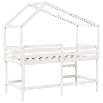 Halfhoogslaper met ladder en bedhuis grenenhout wit 90x200 cm 8